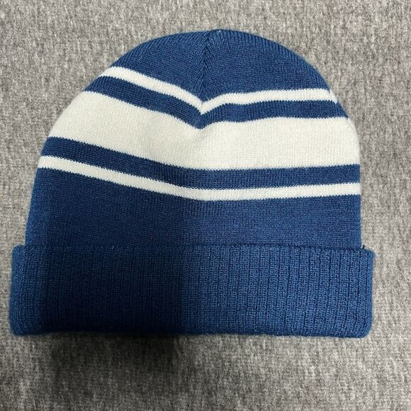 Superman DC Comics Beanie Winter Knit Hat Superhero Adult L Blue White Striped - Picture 2 of 4